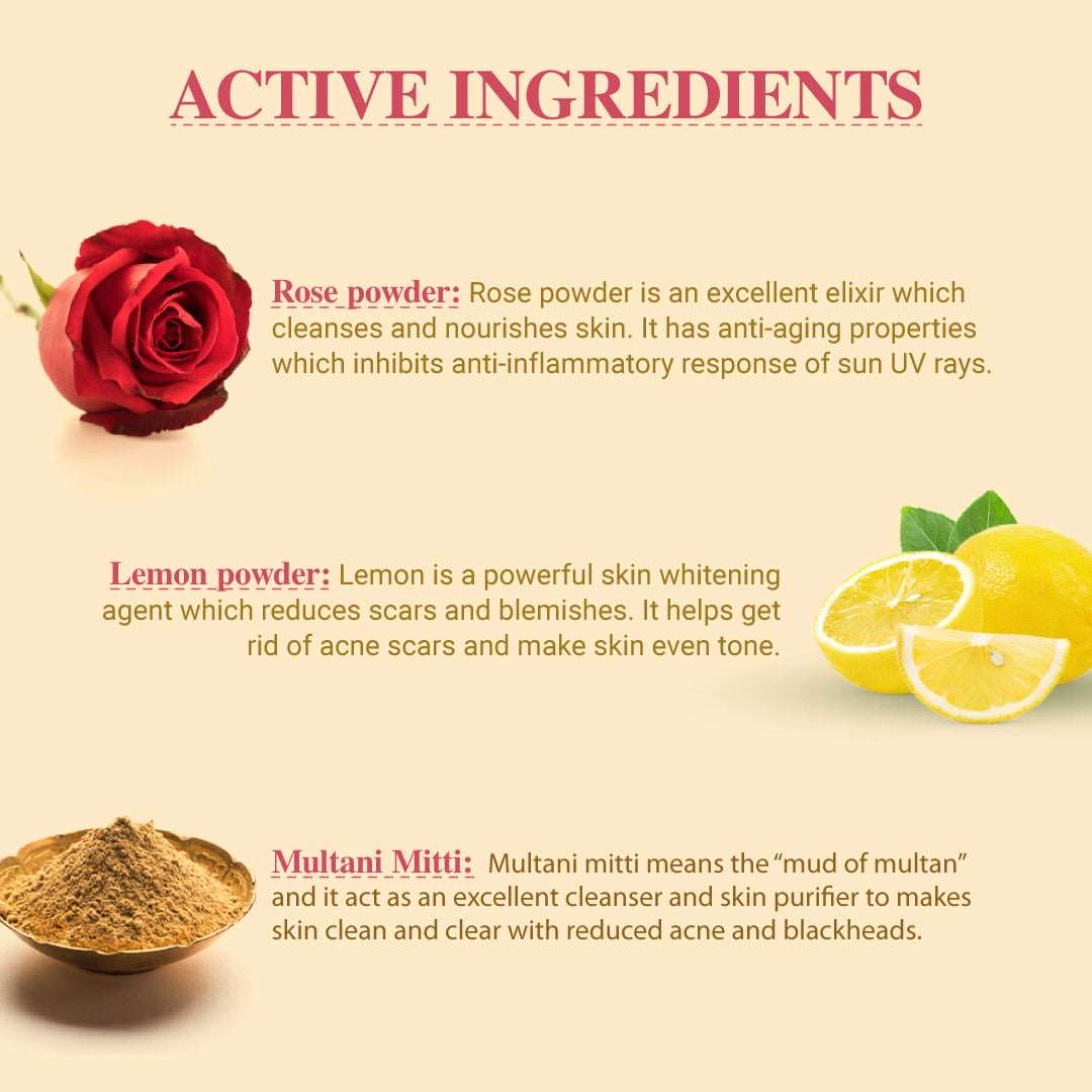 Face Radiant Combo- Rose Lemon Face Pack 150 gm With Natural Rose Petal Water 200 ml