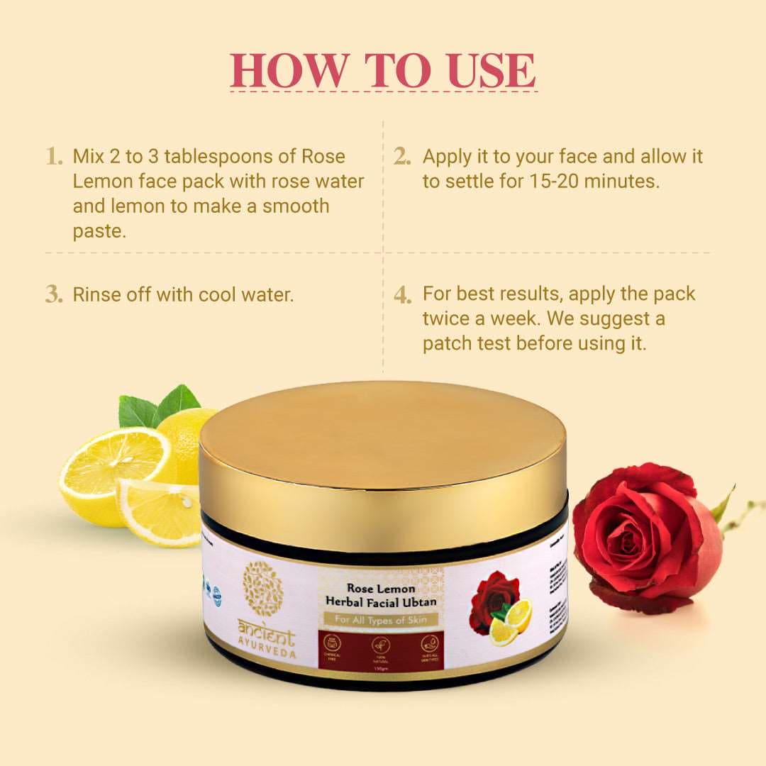 Rose Lemon Herbal Facial Ubtan Face Pack- 150 GM