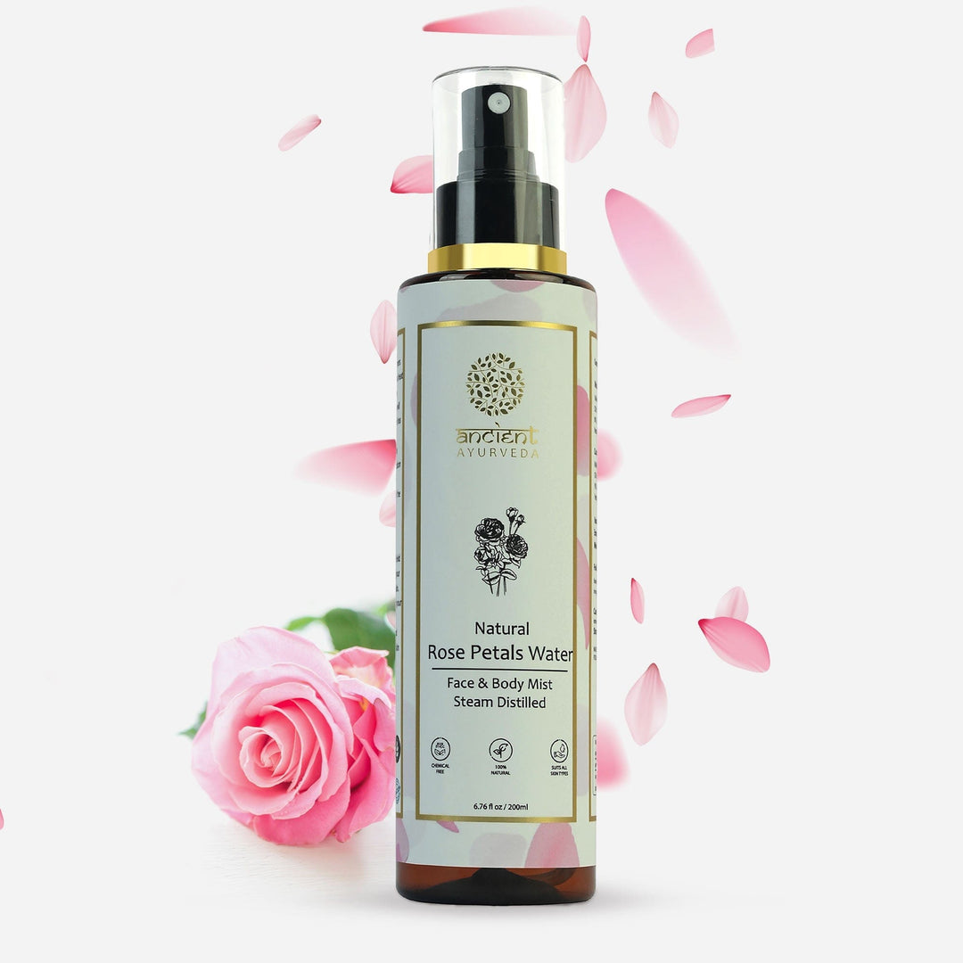 Natural Rose Petal Water Face & Body Mist Steam Distilled- 200 ML - theskincostore